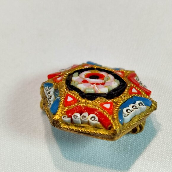 1920s Vintage Pin with Italian Micro Mosaic - Picture 3 of 5